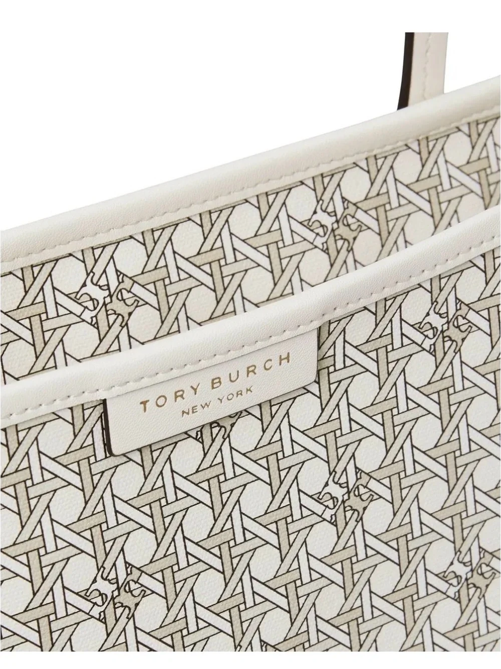Tory Burch Light Cream Logo-Print Tote